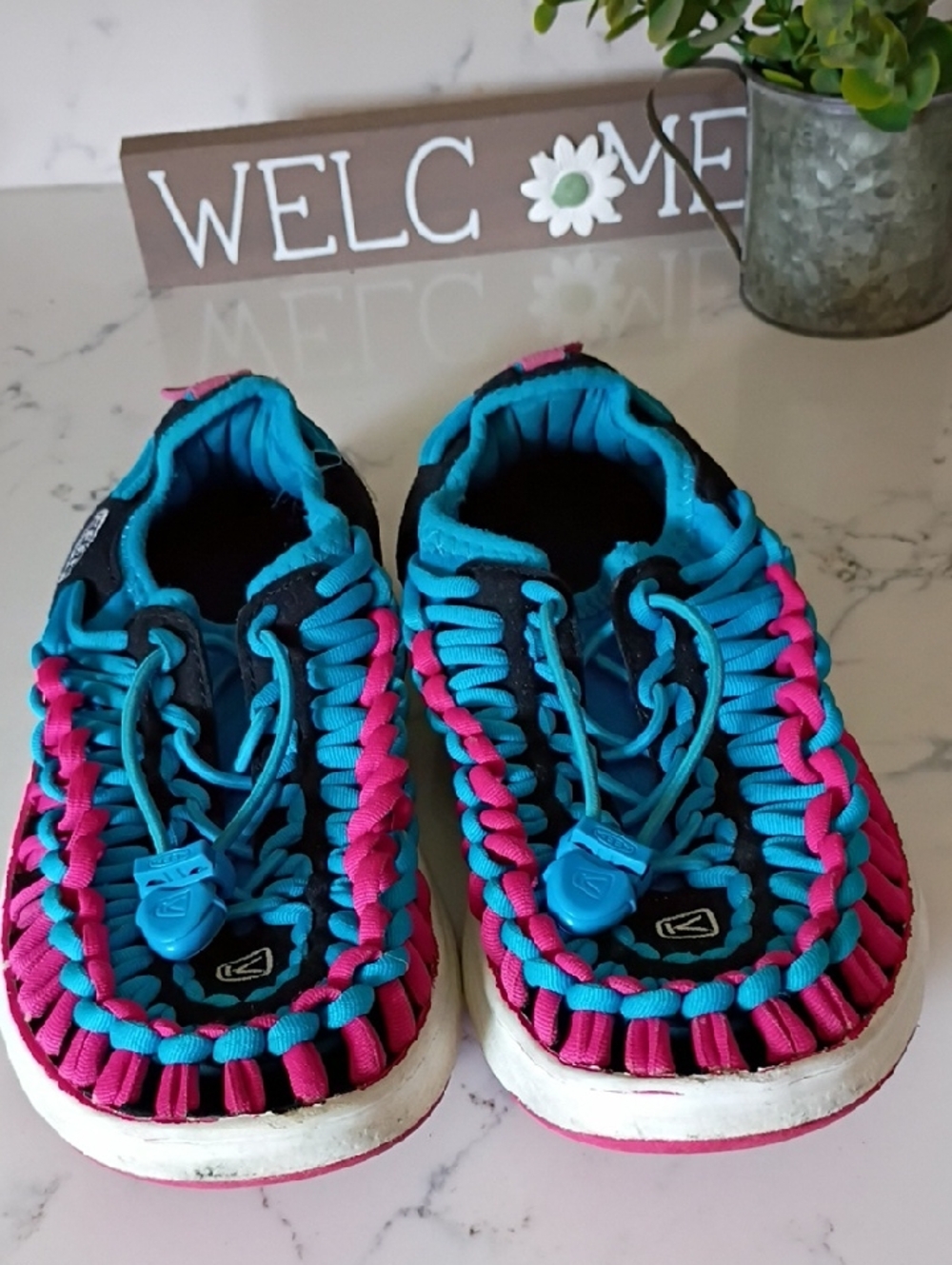 KEEN Kids Blue & Pink Braided Outdoor Shoes
